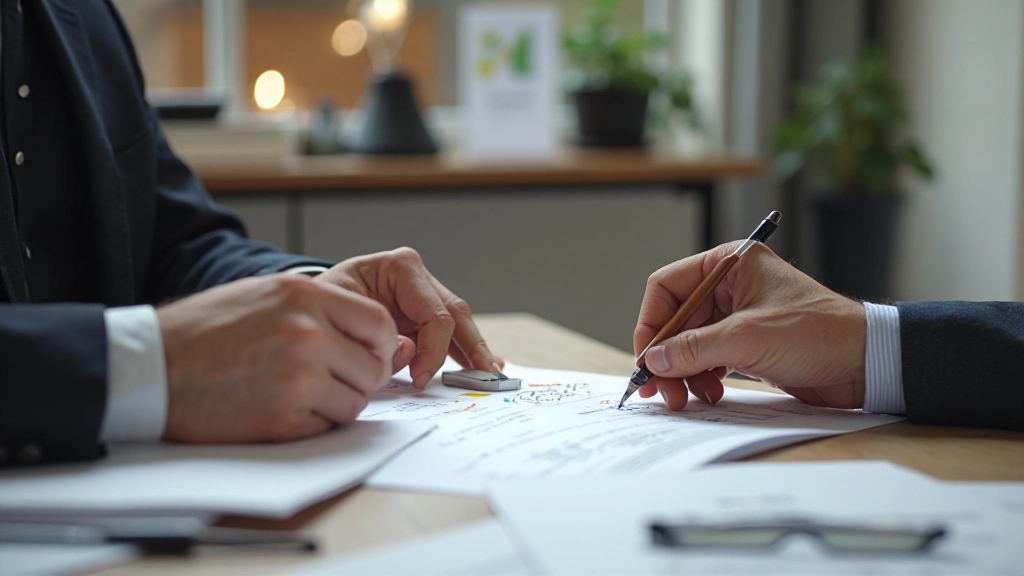 Professional reviewing retirement planning documents with client