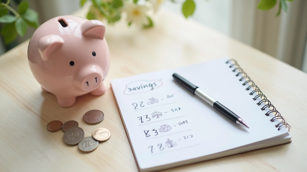 Spaarpot met munten en spaarplan notities