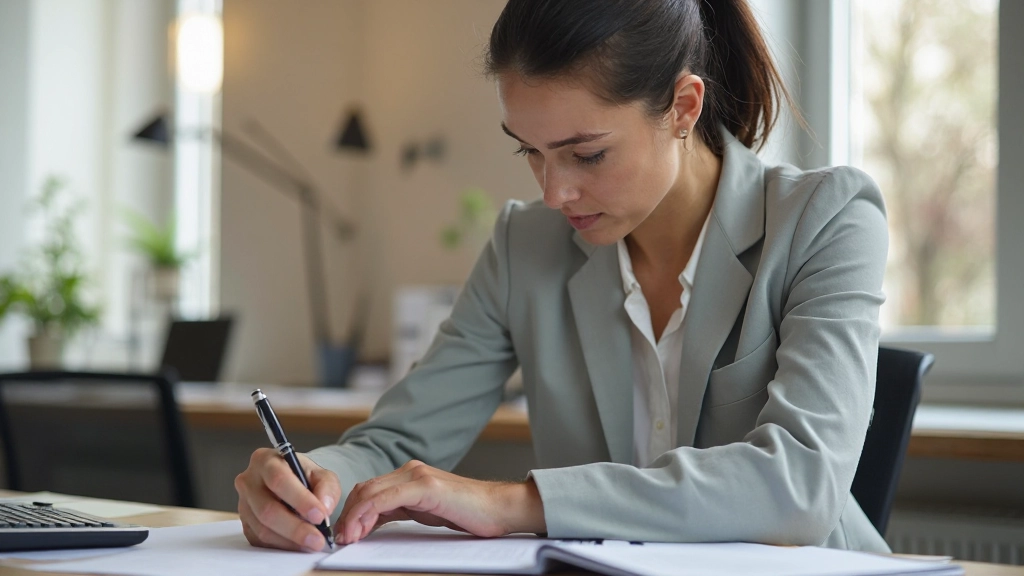 Vrouw budgettering met notebook en rekenmachine aan thuisbureau